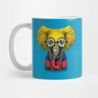 Baby Elephant with Glasses and Ecuadorian Flag Mug